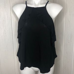 Express Ruffled Halter Top Black S Small  NWOT